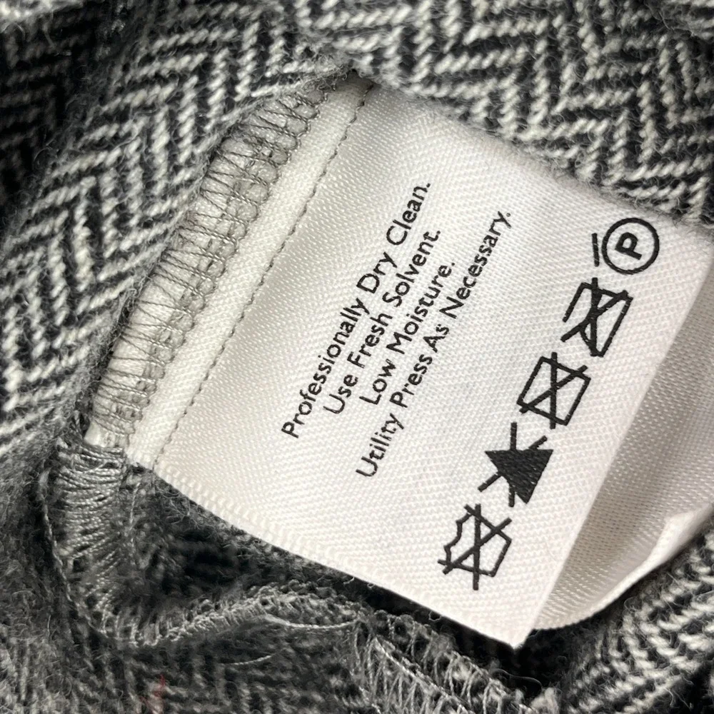 Vintage Eddie Bauer Wool Herringbone Shacket Shirt Men's Large Gray Mackinaw